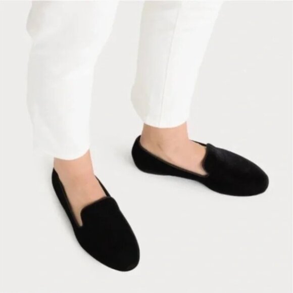 Birdies Starling Loafers Slip On Flat Shoes Velvet Shearling Lined Black 7.5 - Picture 2 of 9